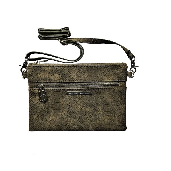 Coming Copenhagen Crossbody buideltas boa green python embossed vegan suede