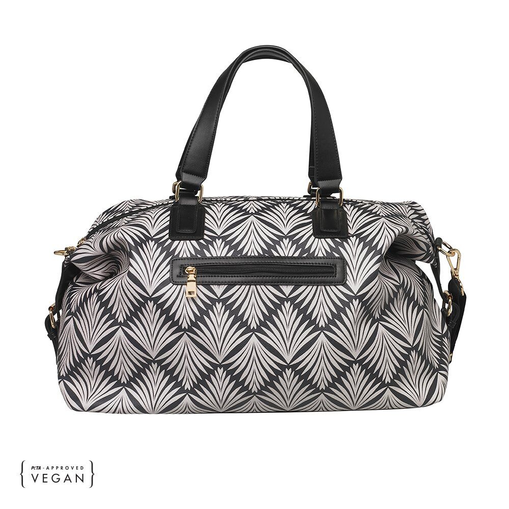 Weekendtas zwart-creme zijkant rits